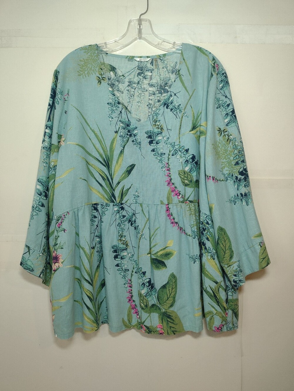 Kaktus Light Green /Blue Botanical Peplum Tunic (XXL)